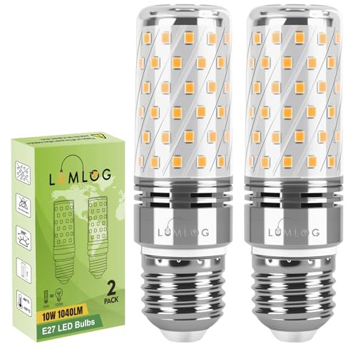Lumlog E27 LED Bulb 10W, E27 ES Edison Screw Light Bulbs, Warm White 3000K, 100W Incandescent Equivalent, 1040LM Non-Dimmable Corn Light for Home Lighting, 220-240V, Pack of 2 [Energy Class F]