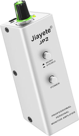 Jiayete Amplificatore per monitor in-ear ricaricabile, amplificatore per cuffie con ingresso XLR e TRS, uscita 1/8, durata della batteria 8H, stereo/mono per basso, chitarra, mixer audio e
