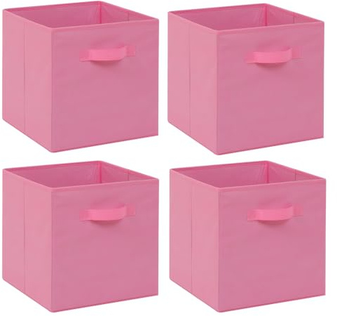 BonChoice Foldable Storage Cube Box (4, Pink, 30x30x30cm)