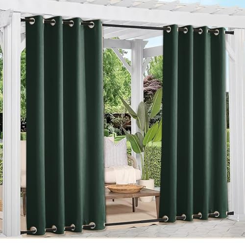 Yurun Outdoor Vorhang Wetterfest mit Ösen, 300x300CM, Sichtschutz Sonnenschutz Outdoor Gardine, ardinen Sichtschutz, Sonnenschutz Gardine für Pavillon Terrasse Pergola, Dunkelgrün