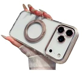 GAOLINGS EU Multifunctional Magnetic Rotating Stand case for iPhone 17/16/15/14 serise,Transparent Anti-Fall Protective Cover Viral Phone Aesthetic Case(Pink,IP14)