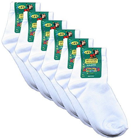 Fontana Calze, 6 paia di calze bimbo in Cotone Filo di Scozia elasticizzato modello Caviglia. BIANCO 22-25…