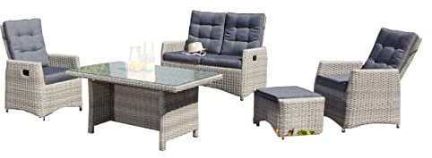 Sonnenpartner Sunny SMART Roseville Loungegruppe, Grey-White, für 4 Personen, inkl. Polster