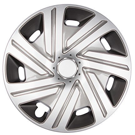 PREMIUM Radkappen Radzierblenden Radblenden 'Modell: Cyrkon' 4er Set, Farbe: Silber-Grau, Felgendurchmesser:16 Zoll