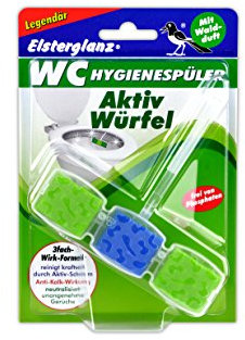 Elsterglanz WC-Hygienespüler Aktivwürfel | 5 verschiedene Düfte | WC-Stein Kraftspüler Beckenstein Toilettenstein Urinalstein WC-Reiniger (Waldduft)