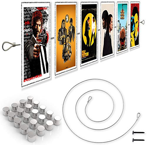 LeTOMA - Fotoseil 80 cm mit 8 extrem starken Neodym Magneten - Extra Starkes Magnetseil garantiert perfekten Halt für Fotos und Postkarten - Bilderseil, Fotodraht, Fotomagnetseil - 0,8m