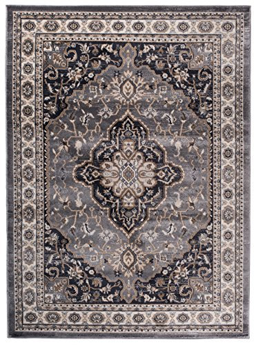 Carpeto Orientteppich Teppich Grau 300 x 400 cm Medaillon Klassisch Muster - Wohnzimmer Schlafzimmer Esszimmer