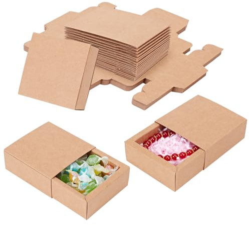 BENECREAT 20 Pack Caja de Cartón Kraft Cajas de Regalo para Fiesta Superior Envase de Joyería - Marrón 8.3x8.3x3.3cm