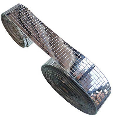 Roll Real Glass Craft Mini Square Mirrors Mosaic Tiles for DIY Crafts,Ball,Home Decoration (5.0M Length)