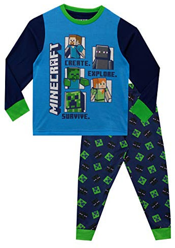 Minecraft Pyjama Enfant Garcon | Ensembles de Pyjamas Creeper | Vêtements de Nuit Gaming - Multicolore - 11-12 Ans