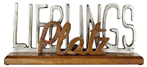 GILDE Lieblingsplatz - Schriftzug aus Mangoholz und Aluminium