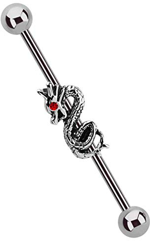 Industrial Ohr Piercing 316l Stahl Stab in 1,6 mm mit Drachen