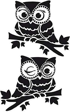 Ideen mit Herz Laser-Kunststoff-Schablone | DIN A4 | Perfekt geeignet für Textilgestaltung, Wandgestaltung, Fenster, Papier, Scrapbooking, Kinder, Basteln, DIY (Eulen auf Ast)