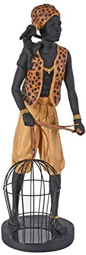 XL Figur Afrikaner & AFFE Skulptur Diener Afrika Statue Kolonialstil 60cm Schwarz Gelb Polystein cw238 Palazzo Exklusiv