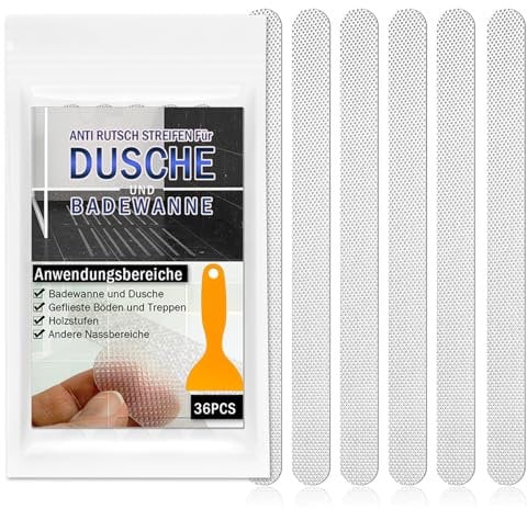 Ruitena - Pegatinas Antideslizantes para Ducha - 36 Unidades Pegatinas de Tira Antideslizante para bañera, Ducha, escaleras - rasqueta prémium incluida