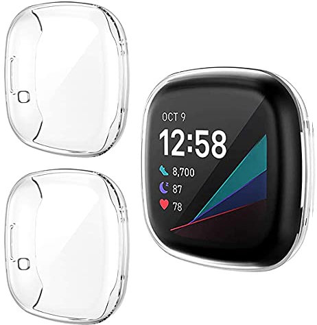 HOMTERN Displayschutzfolie für Fitbit Versa 3 & Fitbit Sense, flexibel, kristallklar, TPU, vollständige Abdeckung, stoßfest, kratzfest, Schutzzubehör