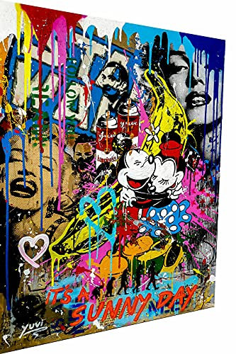 Magic Canvas Art Pop Art Micky Maus Sunny Leinwandbild 1- teilig Hochwertiger Kunstdruck Wandbilder – B8058, Größe: 60 x 40 cm