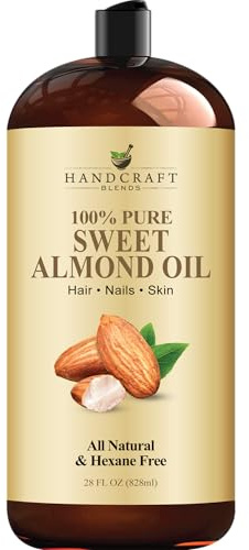 Handcraft Süßmandelöl – 100 % rein und natürlich – hochwertiges therapeutisches Trägeröl für Aromatherapie, Massage, feuchtigkeitsspendende Haut und Haar – riesig 70 ml