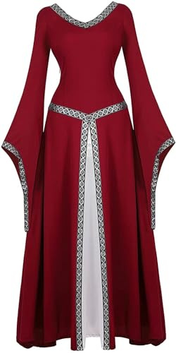 jutrisujo Medieval Dress Renaissance Costume Long Gown Irish Over Deluxe Victorian Vintage Cosplay Women