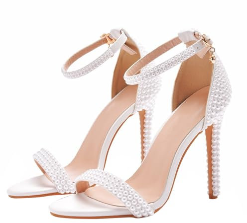 1paar Elegante Hochzeits Sandalen Mit Perlendesign Spitz Zulaufende High Heels Für Braut Und Abendveranstaltungen Offene Zehen Absatzhöhe Weiße Pumps Für Festliche Anlässe