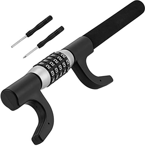 JSCARLIFE Steering Wheel Lock, Password Car Security Anti-Theft Device,Car Security Anti-Theft Lock with 5 Digit Combination Extendable Double Hook Car Security Lock for Cars