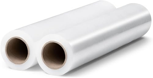 V1 Trade Film Etirable Demenagement - 2 Rouleaux Film Palette Transparent 40cm x 150m - Plastique Protection pour Colis et Meubles