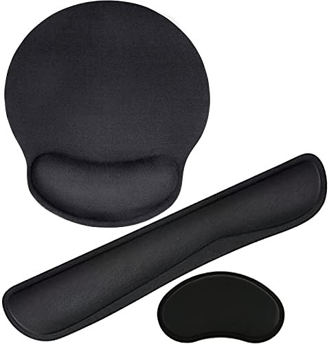 Mauspad-Handballenauflage Ergonomisches Handballenauflage-Set, Tastatur-Handgelenkauflage und Mauspad mit Handgelenkstütze für Computer, Laptop, Zuhause und Büro, Schwarz