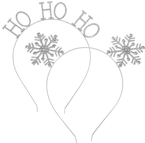 Lurrose Weihnachtsstirnbänder 2 Stücke Strass Weihnachten Stirnbänder Kristall Schneeflocke Haarreifen Frohe Weihnachten Krone Für Festliche Weihnachten Weihnachts-Haarschmuck