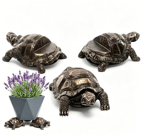 Jiakalamo 3Pcs/set Mini Animal Shape Planter Support Feet,Decorative Planter Holder for Indoor and Outdoor to Improve Airflow and Drainage(Tortoise)