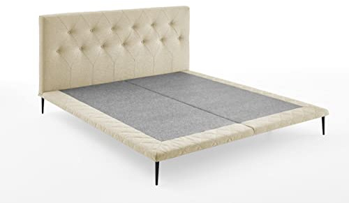 Atlantic Home Collection Designbett Palm 160 x 200 cm, Plattformbett ohne Matratze, Creme, 160/200 cm