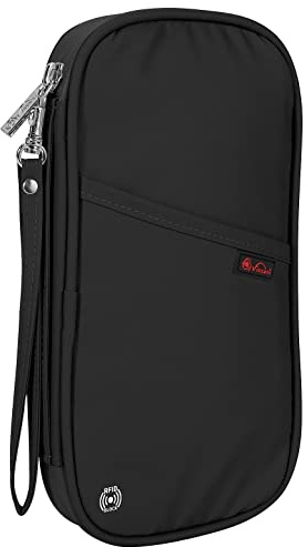Vinsani Passport Holder Travel Wallet, RFID Blocking Document Organiser | Holiday Essentials, Unisex Waterproof Cover for Tickets, Money, Cards & Everyday Use, Black