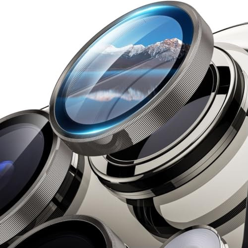 Hoerrye Camera Lens Protector for iPhone 15 Pro Max/15 Pro,[3+1Pack] HD Glass [Keep Original Shooting] Shatterproof 9H Tempered Glass Camera Screen Protector Metal Film Accessories Natural Titanium