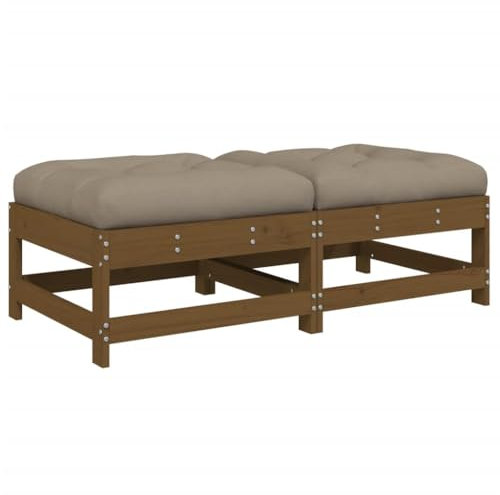 vidaXL Gartenhocker 2 STK., Sitzhocker mit Kissen Latten-Design, Modular Holz Hocker für Garten Terrasse, Fußhocker Gartenmöbel, Honigbraun Massivholz Kiefer