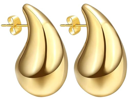 18k Dupes Ohrringe - Verhindern Allergien, Leichte Gold Tropfen Modeschmuck für Damen, Große Drop Earrings, Geeignet für Frauen und Mädchengeschenke (Farbe Gold)