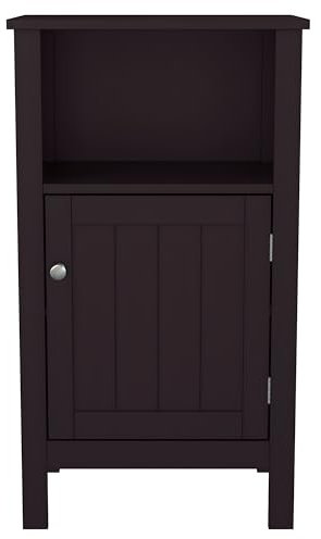 Mevsim Store Badezimmerschrank, Badschrank Beistellschrank Kommode Mehrzweckschrank, mit 3 Fächer Eine Klappe, verstellbare Ablage, aus MDF, Dunkelbraun