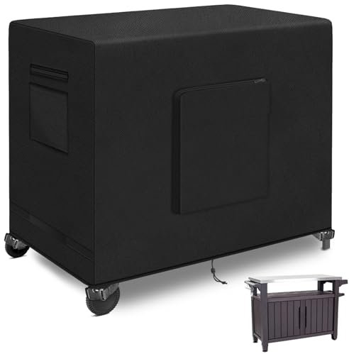 Kovshuiwe 60L x 24W x 35H Outdoor Dining Table Cover, Stainless Steel Grill Cart Trolley with Wheels, Three-Shelf Movable Food Prep and Work Cart, Heavy Duty