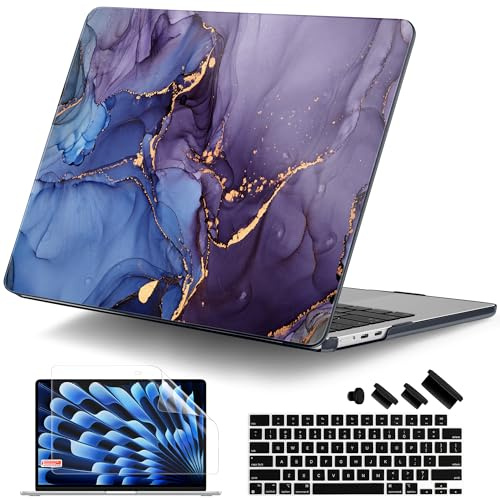 DONGKE Kompatibel mit M4 MacBook Air 15 Zoll Hülle 2025 2024 2023 A3241 A3114 A2941 M3 M2 Liquid Retina Display Touch ID, Kunststoff-Hartschale & Tastaturfolie & Displayschutzfolie –