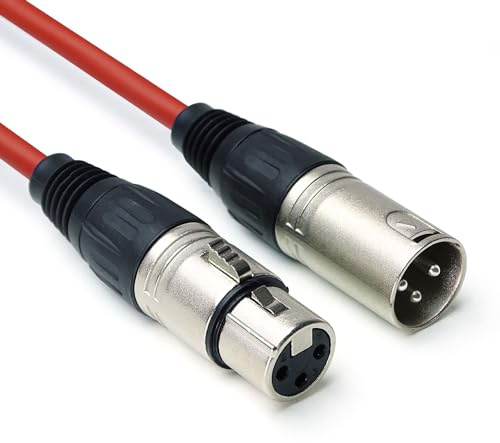 keepdrum DMX004RD DMX-Kabel Rot 3-pol XLR Steuerkabel 100 Ohm 3m