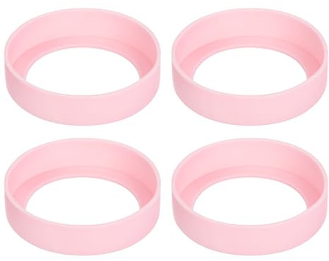 sourcing map 4pcs Water Bottle Boot, Protective Silicone Boot Sleeve Non Slip Bottom Cover Bumper for Water Bottles Mug Tumbler Rose Pink(75mm)