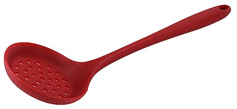Zerodeko Colador De Espumadera De Cocina Colador Cuchara Ranurada Cuchara De Filtro De Silicona Herramientas De Cocina Cuchara De Cocina De Silicona Grado De Comida Rojo Colador De Sopa