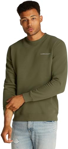 Tommy Jeans Herren Sweatshirt Linear Rundhalsausschnitt, Grün (Fatigue Green), S
