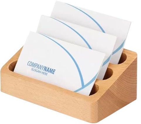 RoxNvm Porte-Cartes de Visite 3 étages, Presentoir Carte de Visite Créatif, Support Carte de Visite en Bois Massif, Boite Rangement Carte Pour l'exposition, La Maison, Le Bureau, réception