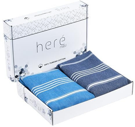 Heré Mood Strandtuch Hamamtuch Saunahandtuch Set - 1er & 2er Pack 100% Baumwolle - Hochwertiges Badetuch und Duschtuch - Picknickdecke, Extra Leicht