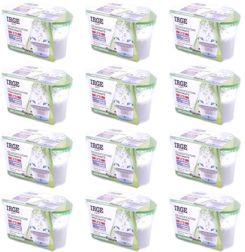 SET 12 vaschette 400 ml assorbi umidità profumate GELSOMINO anti odore deumidificatore sali per bagno cucina camper caravan roulotte ripostiglio dispensa armadio
