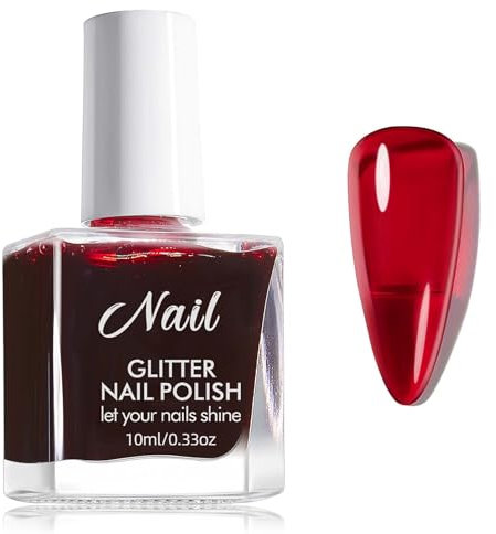 Red Nail Polish - Jelly Brown Red Nail Polish - Dark Red Air Dry Breathable Jelly Style Nail Varnish - Vegan Base Natural Nail Polish Long Lasting Air Dry No Need UV Nail Art