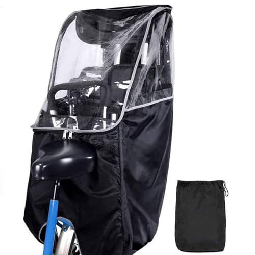 Fahrrad Regenschutz,Regenschutz für Fahrradkindersitz,Fahrrad Regenmantel für Kindersitze,Regenponcho Fahrrad Rücksitz Kinderfahrradsitz Regencape für Kleinkinder mit Transparent Fenster(Color:Black)