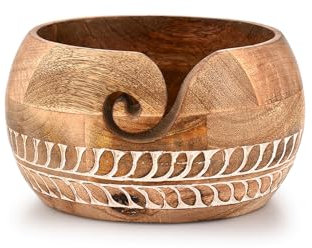 Mahasu Yarn Storage Mango Wood Handmade Wooden Yarn Storage Bowl Accessories Kit Organizer,Perfect for Mother's Day and Home Décor (6 x 6x 3)