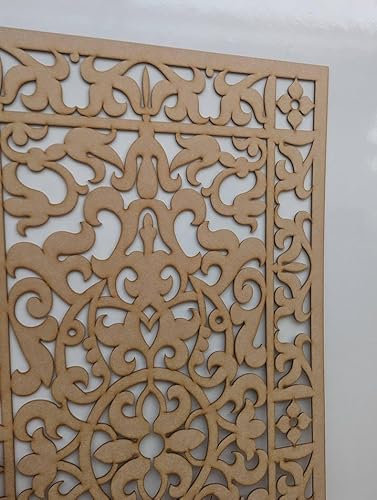 Wooden mesh decoratie Panel, Wall partition, Radiator Cover Grille, Cut-Outs, Kitchen Furniture, Laser Cut in 3mm Thick MDF (Size 1200mm x 610mm) Pattern G20A. Made in The UK. (Primed White)