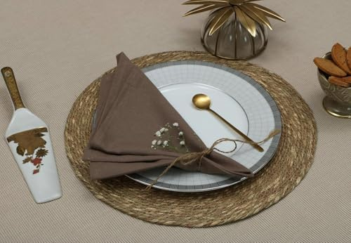 Cloth Napkins Set of 12 (18x18 Inches or 46x46 CM) 100% Cotton Everyday Use Premium Quality Cloth Napkins Festive Holiday Table Décor for Christmas Parties & Dining-Grey Beige-The Home Talk