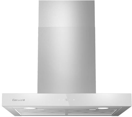 Corberó - Campana Decorativa Horizontal | NANGA675XW | Blanco | 60 cm, Caudal 750 m3/h, 230W, 3 Velocidades, Filtro Aluminio 3 Capas, Filtro Carbón, Eficiencia Energética A